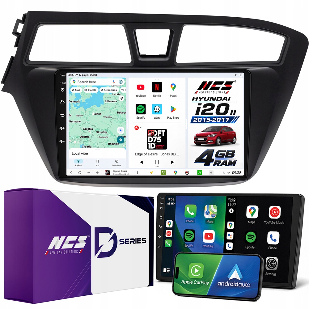 Autorádio Ncs D9 Hyundai i20 II 2015-2017 Lhd Android 4GB Lte