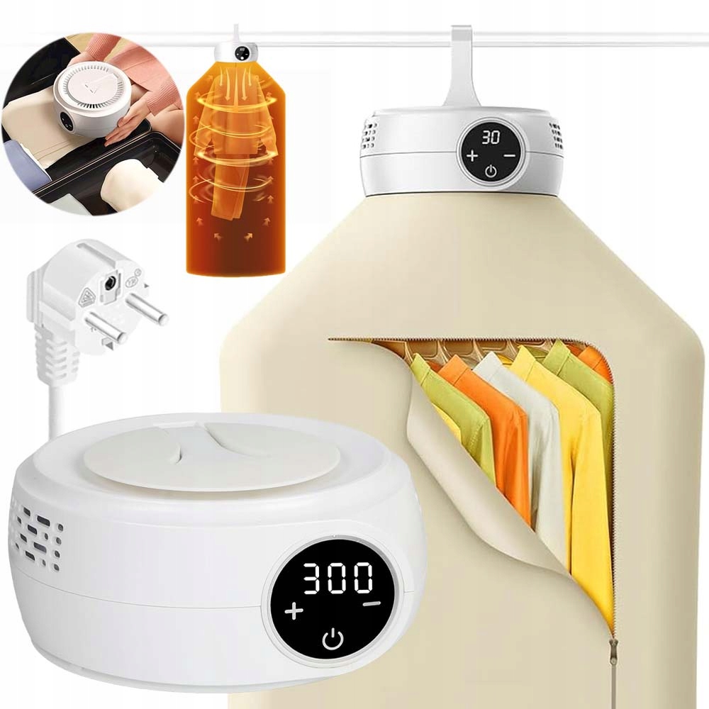 Levně Přenosná Sušák Na Prádlo Mini S Časovačem, Kompaktní A Elektrická, Skládací