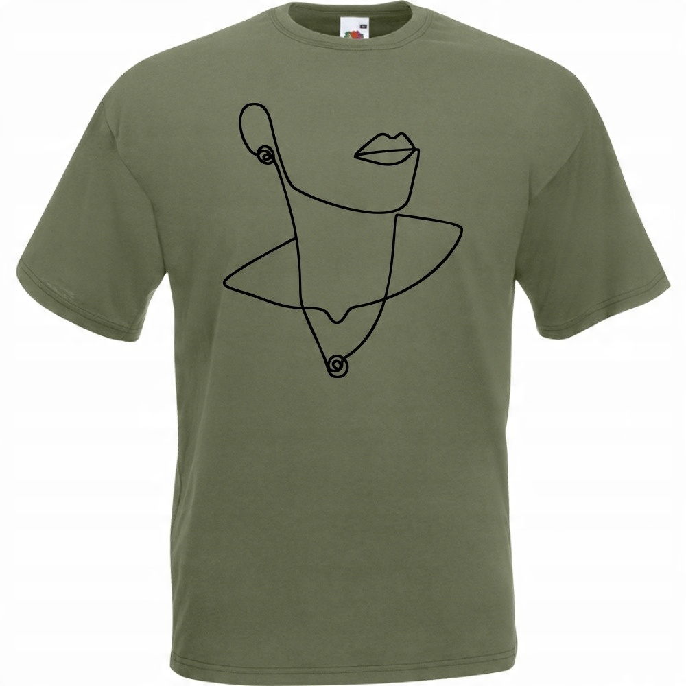 

Koszulka line art kobieta usta XXL oliwkowa