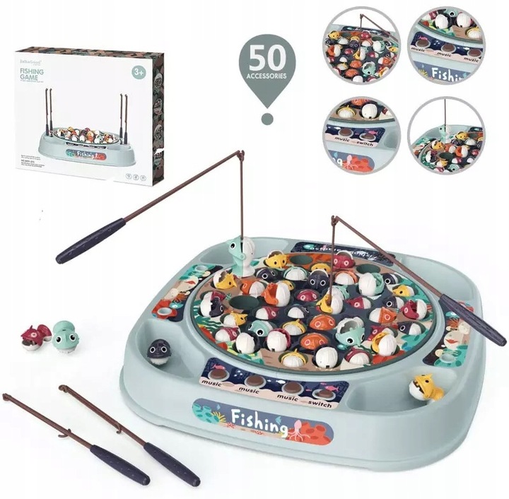 GRA ZRĘCZNOŚCIOWA RODZINNA RYBKI ŁOWIENIE RYBEK 4 WĘDKI MUZYKA 45-RYBEK