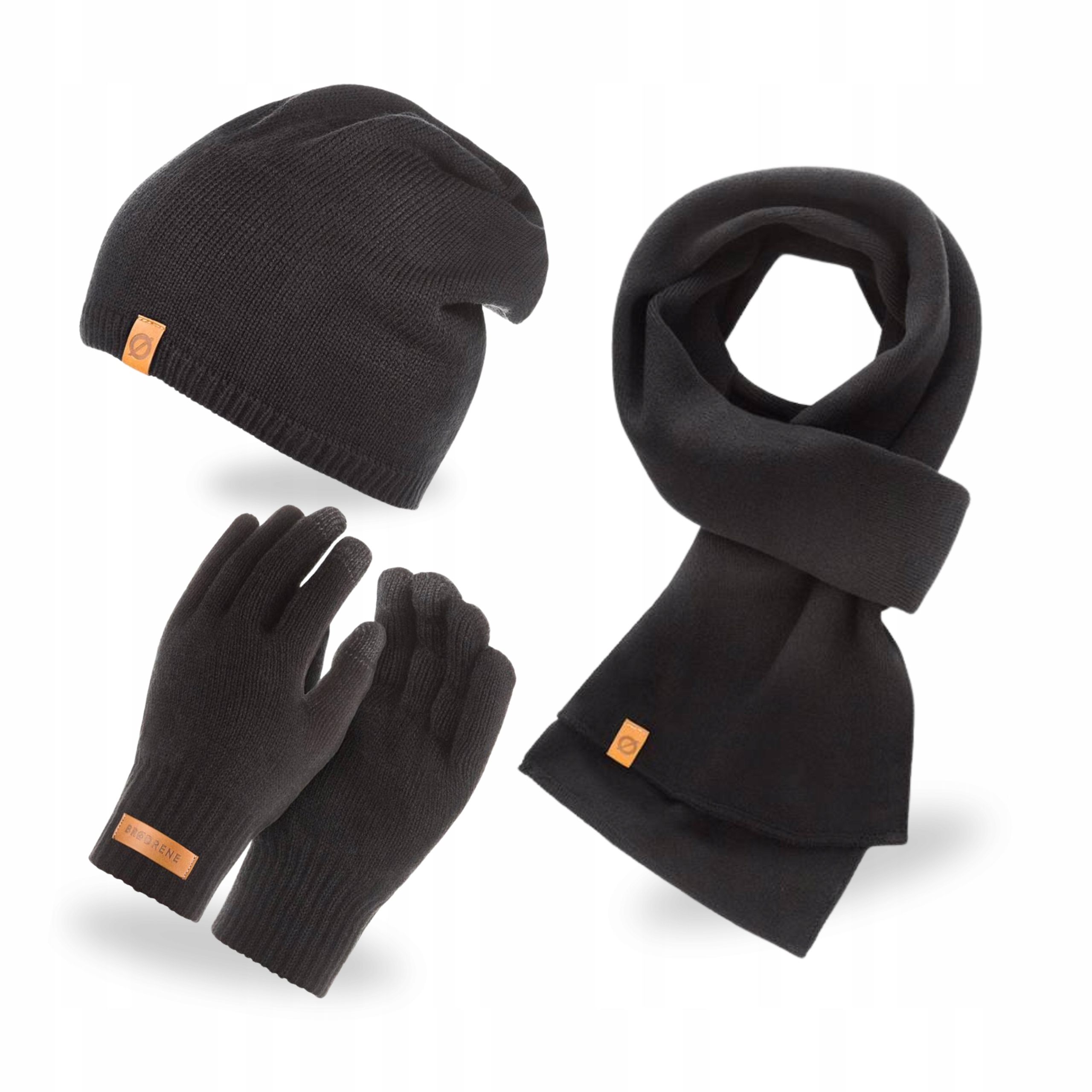 Pánský zimní komplet Čepice Zateplená šála Rukavice Brodrene Černá