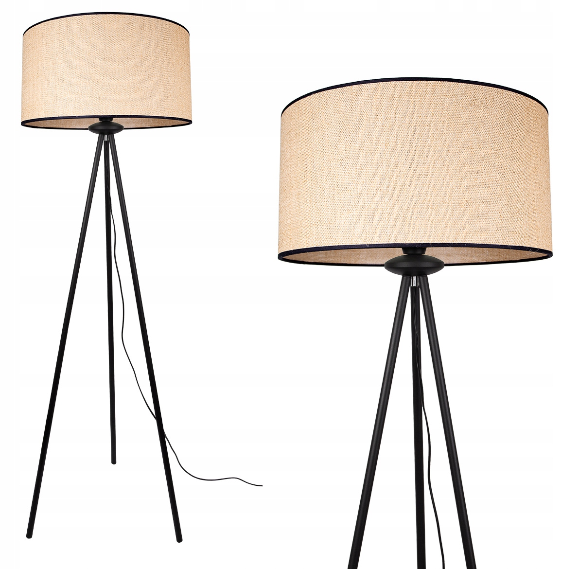

Lampa Stojąca Podłogowa Trójnóg Abażur Boho Juta