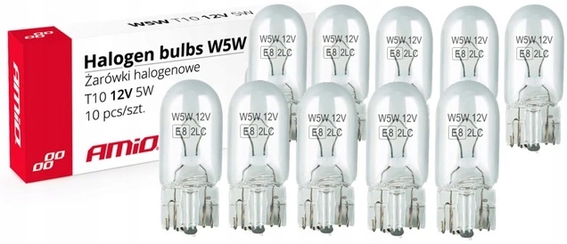 

W5W x10 Żarówki Komplet Amio Homologacja Zestaw