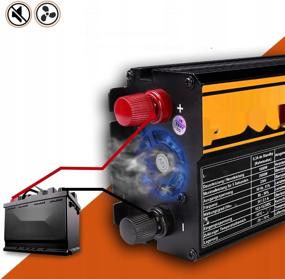 1000 W Inwerter 12V 230V LCD, czysta sinusoida, 2xUSB, z ładowarką Marka XIIW