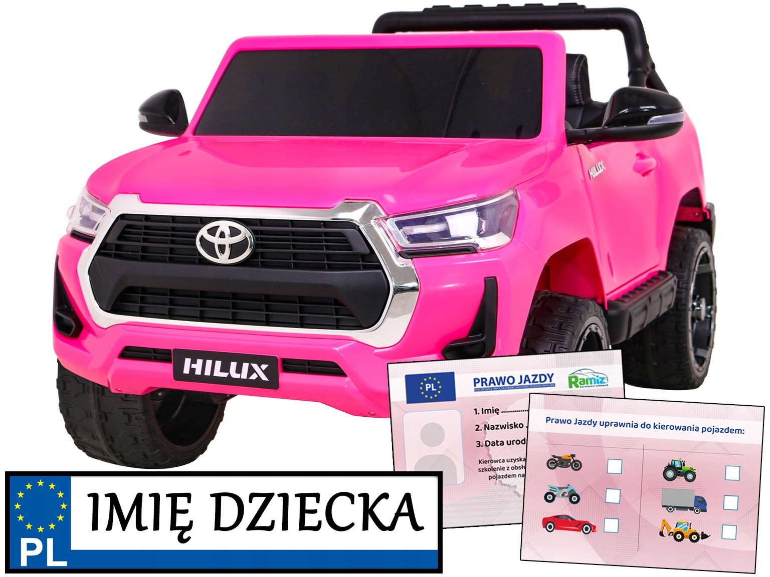 Toyota Hilux duże autko na akumulator dla dziewczynki Pilot Kluczyk Eva
