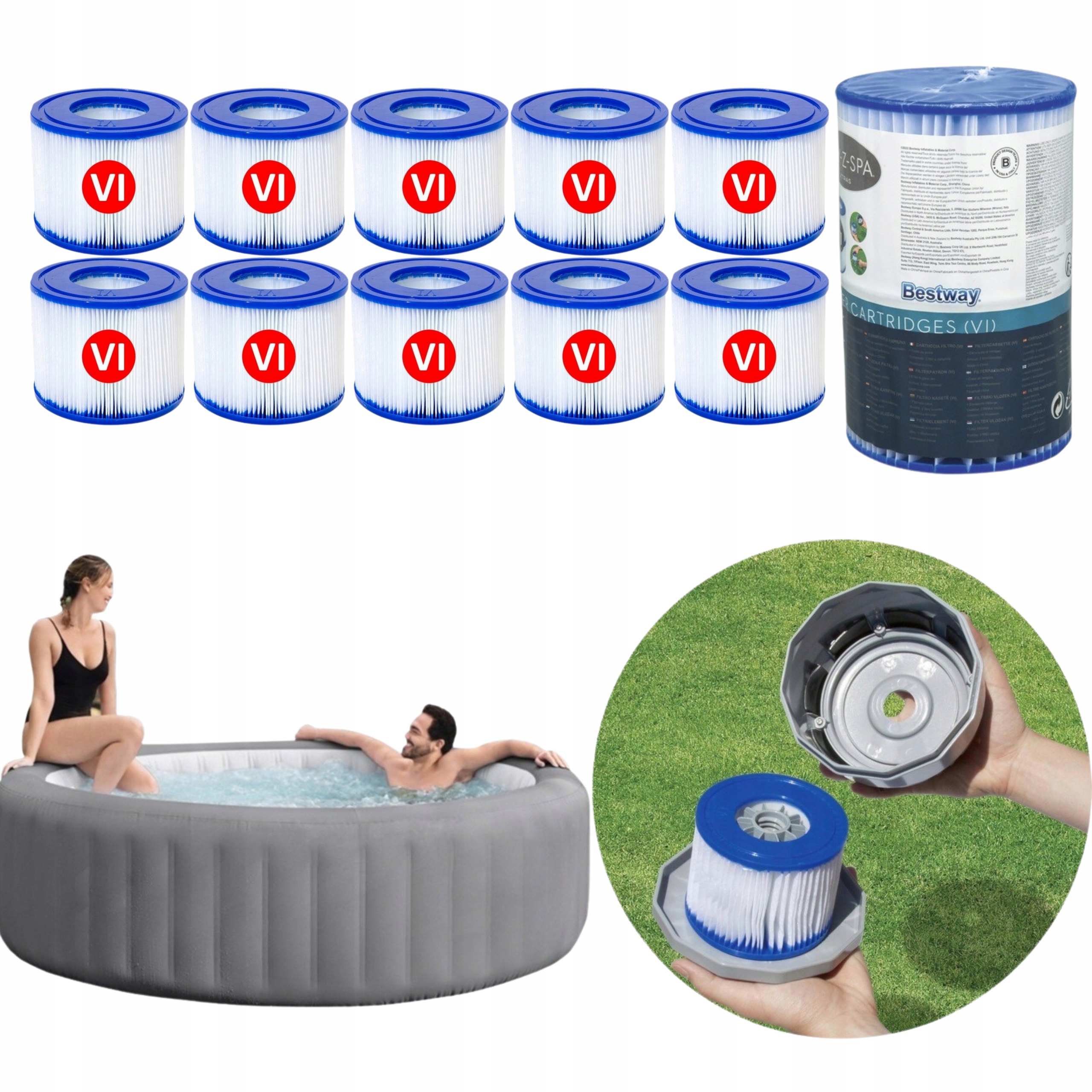 10x Filtr filtry do pompy Lay Z Spa Bestway 60311Lay-Z-SPA typ VI