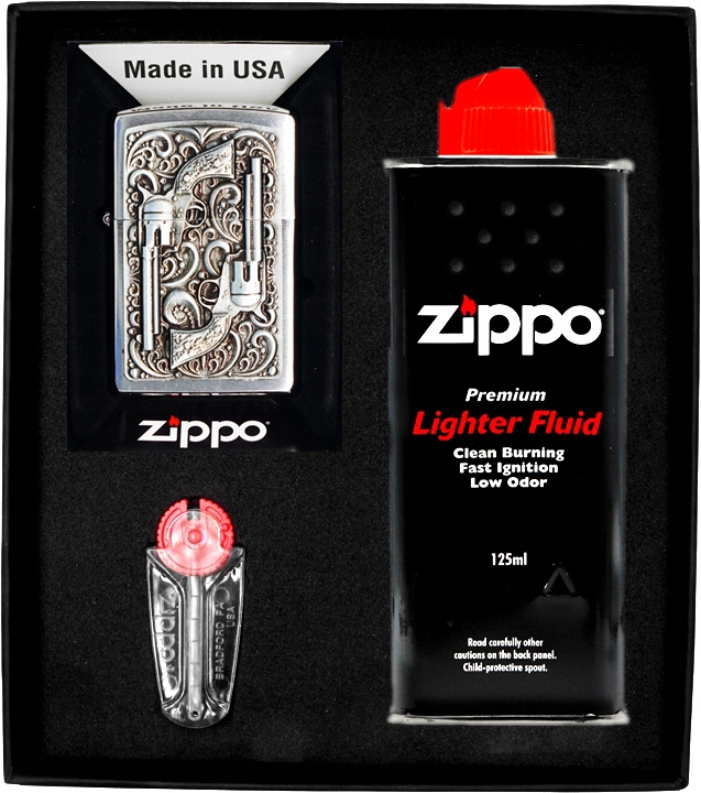 Sada Zippo Zapalovač Revolver Emblem Dárkový No1