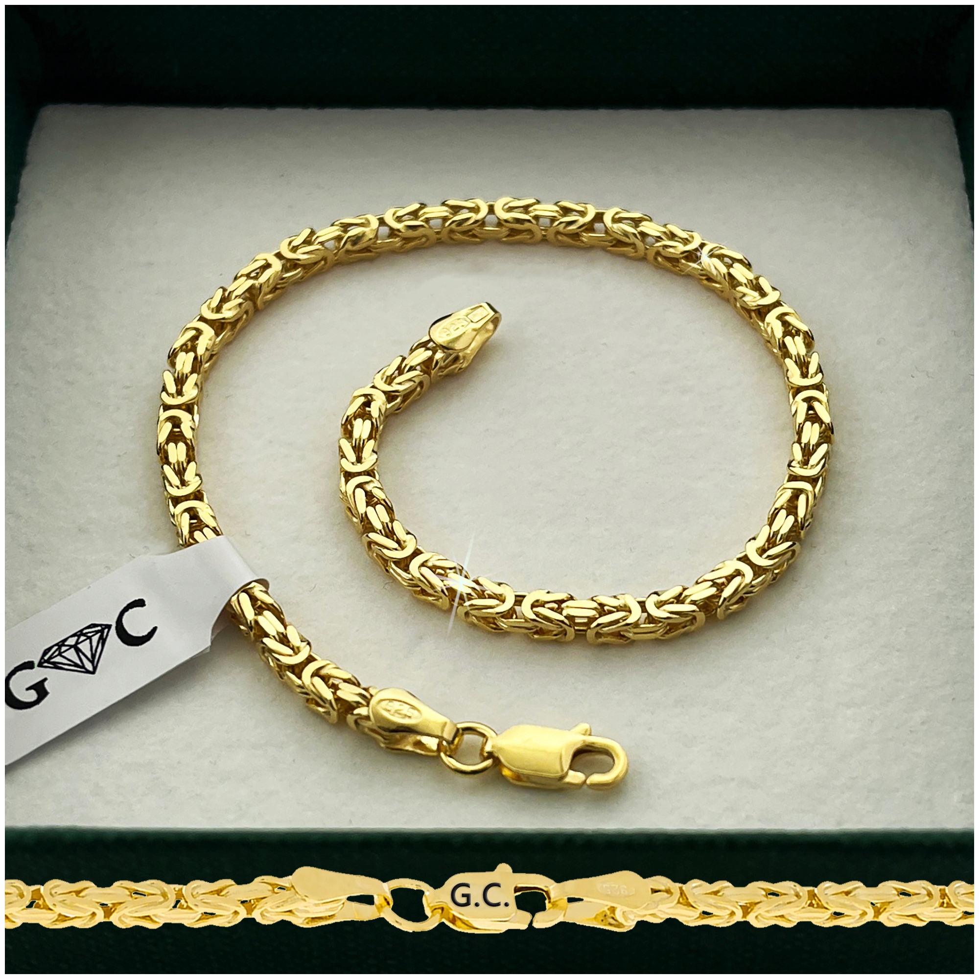 Zlatý Pánský Náramek 925/585 Stříbro Královská Vazba 19 Cm/2,8 mm Bonus