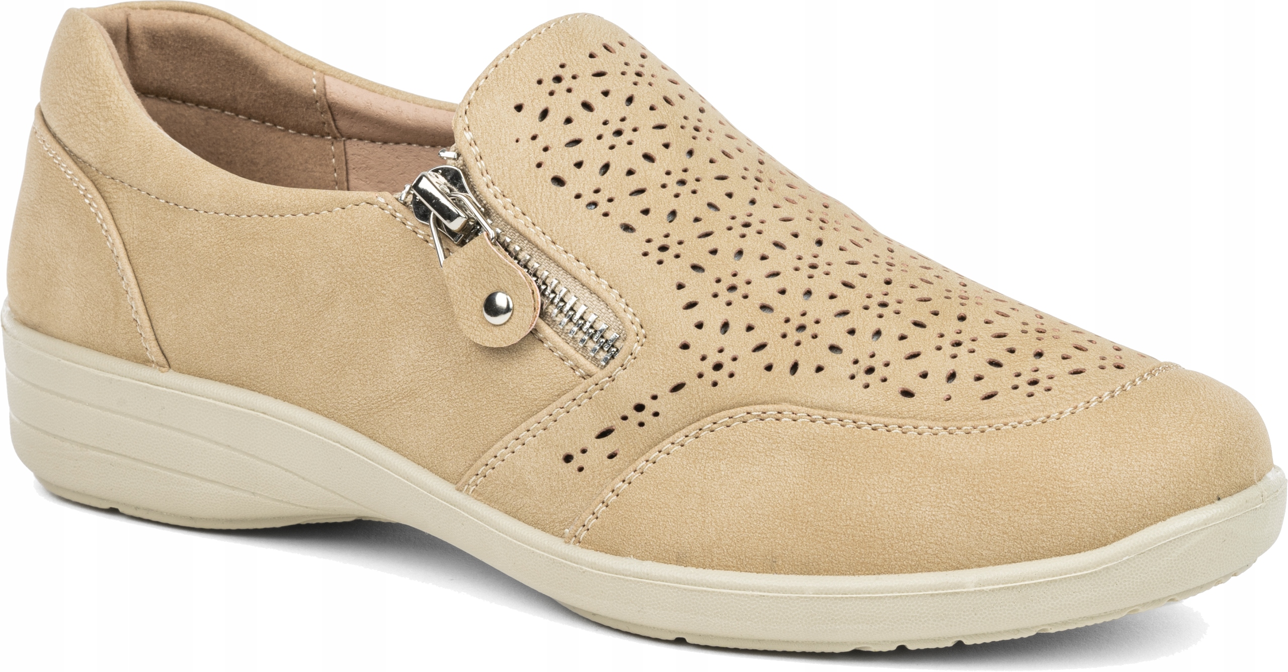 Dámské polobotky vel. Kůže béžové Lehké pohodlné béžové Wojtyłko 36