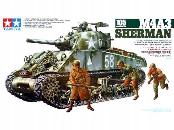 Tamiya 35251 M4A3 Sherman 105mm houfnice 1:35