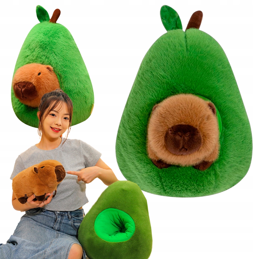 KAPIBARA W AWOKADO 2W1 PLUSZAK ZABAWKA MASKOTKA PLUSZOWA PRZYTULANKA 25CM