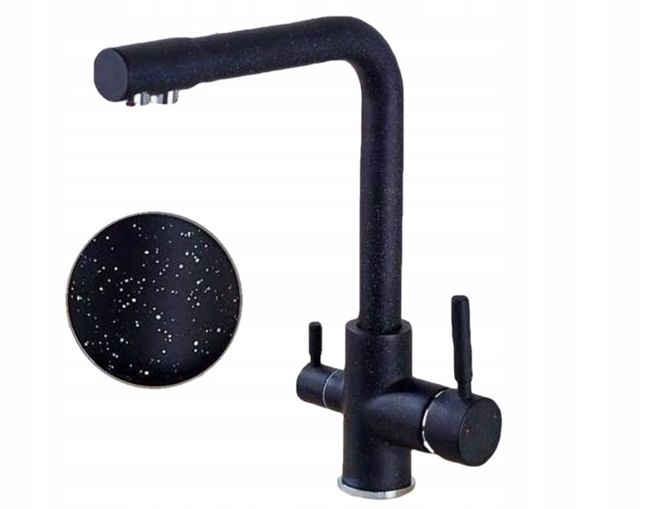 Kuchyňská Baterie Černá Tečka Dřezová Třícestná pro Vodní Filtr