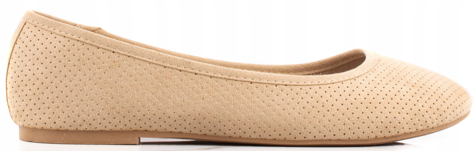 

6279 Beżowe Zamszowe Ażurowe Balerinki 37