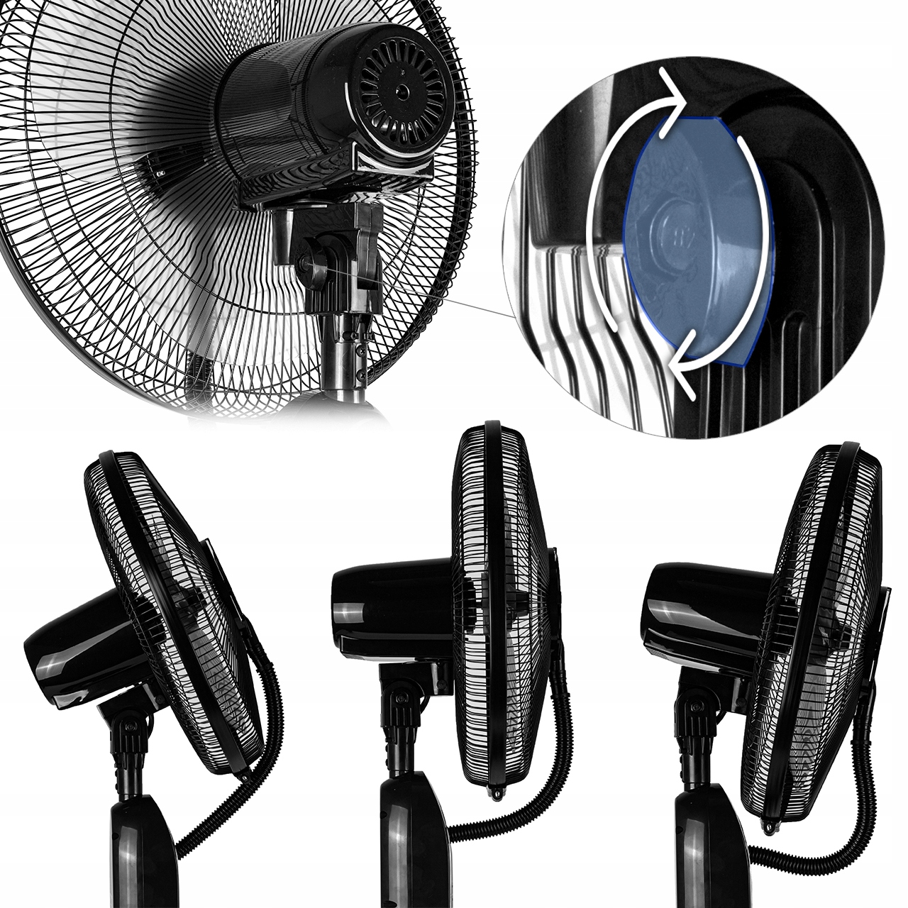 WENTYLATOR WIATRAK PODŁOGOWY Z NAWILŻACZEM MGIEŁKA Model WATERFALL AROMA