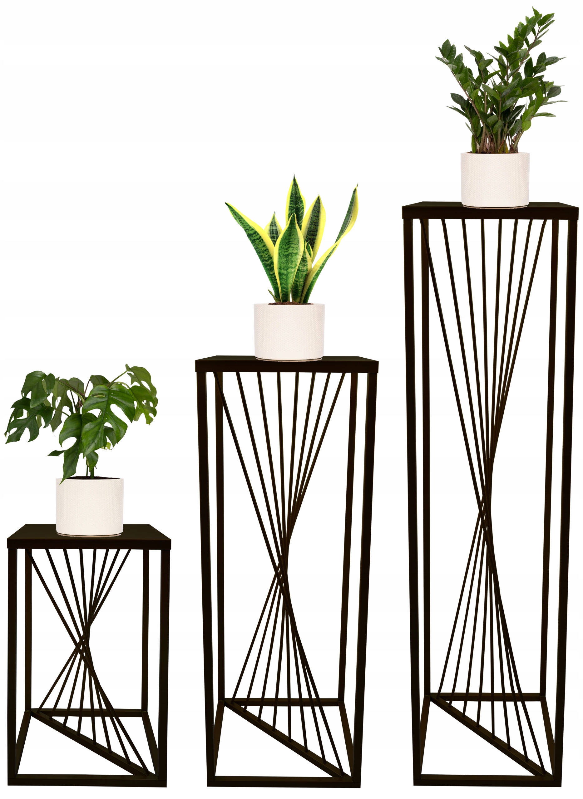 KWIETNIK STOJĄCY STOJAK PÓŁKI NA KWIATY ROŚLINY METALOWY RIVER czarny 40cm Wysokość produktu 40 cm