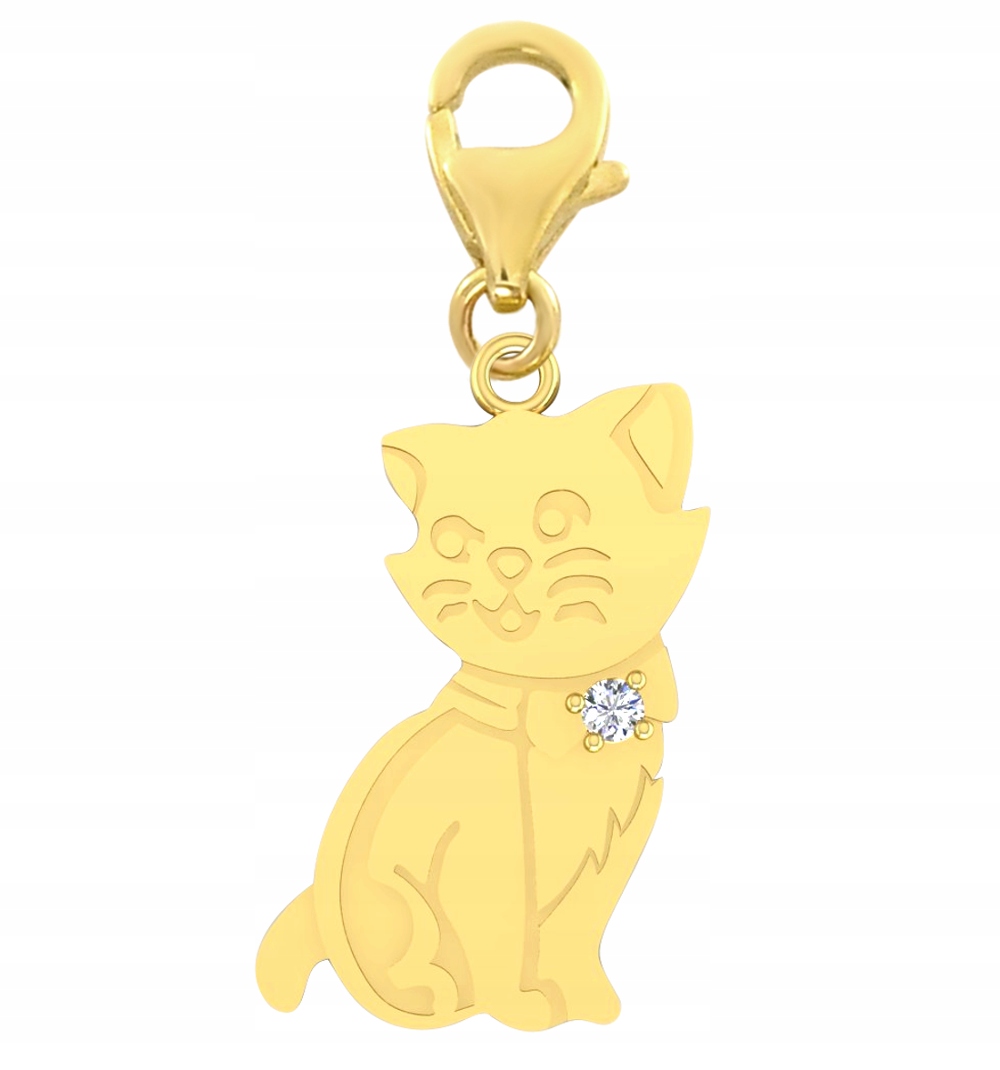 Zlatý Přívěsek S Přívěskem Kočka Se Zirkonem 585 Kočička