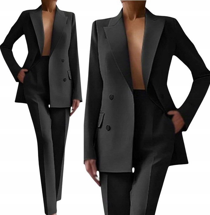 Garnitur damski marynarka i spodnie komplet i zestaw czarny