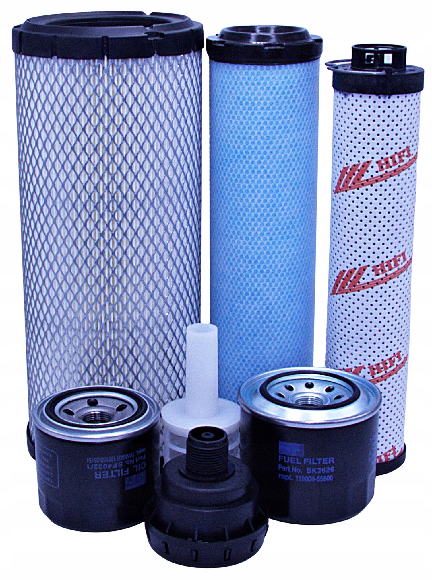 Filtry Terex TC50 pro vzduch, olej, palivo, hydraulické, odvzdušňovací