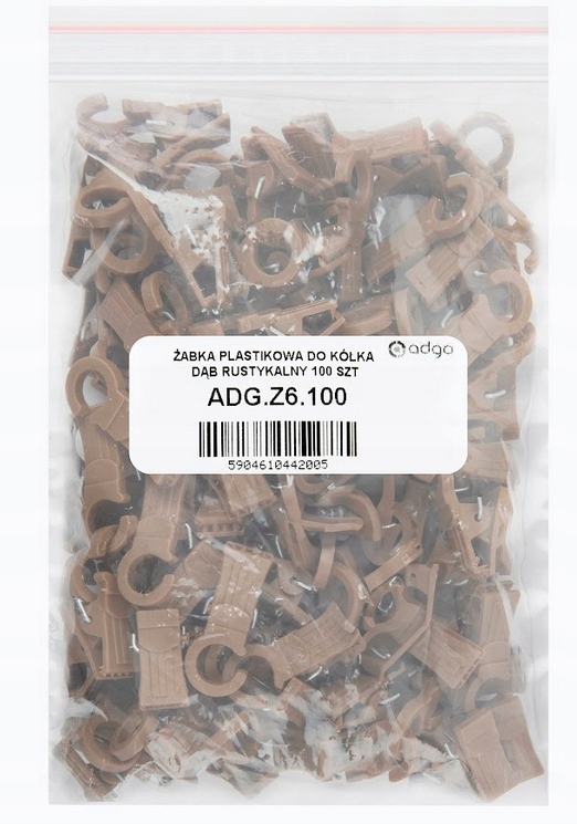 ŻABKA PLASTIKOWA DO KÓŁKA DĄB RUSTYKALNY 100 SZT Marka Adgo