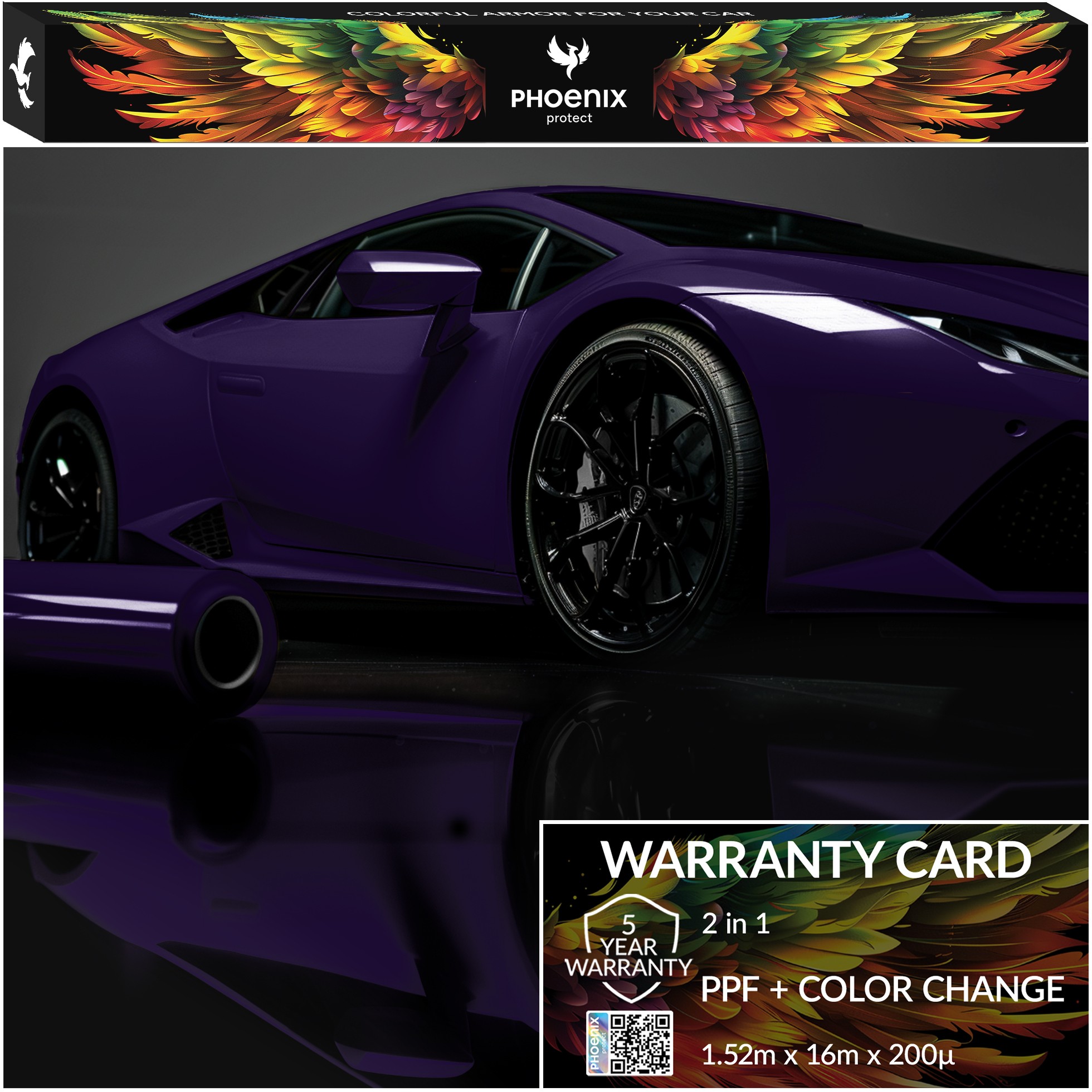Farebná fólia Ppf Phoenix Protect Zmena farby auta Gloss Purple