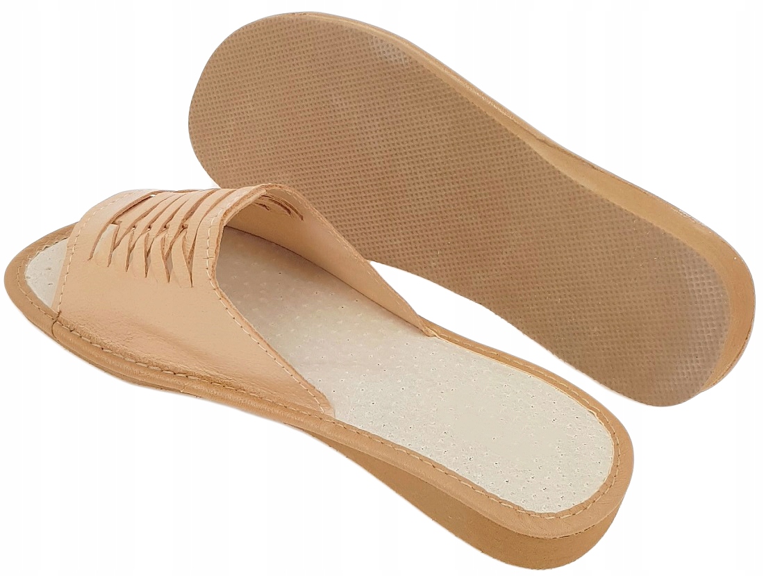 Pantofle 100% Skóra Kapcie Góralskie Odkryte *37* Rozmiar 37