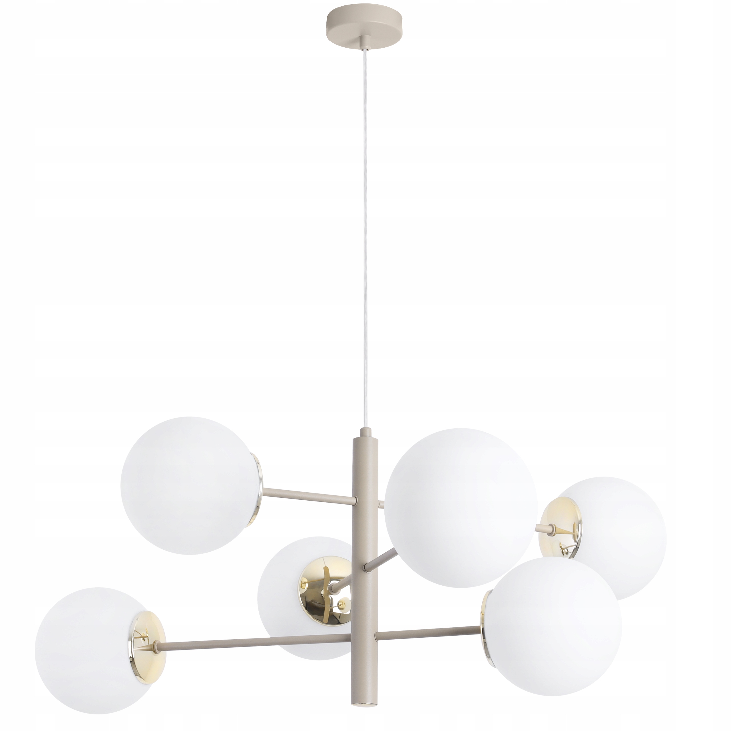 Závesná Stropná Lampa S Kašmírovým Lustrom, Béžová, Biele Gule Do Jedálne, Obývačky