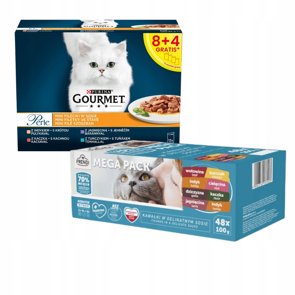 Levně Purina Gourmet Perle Mini Fileciki MIX 8+4 12X85G Frendi Box 48x100g