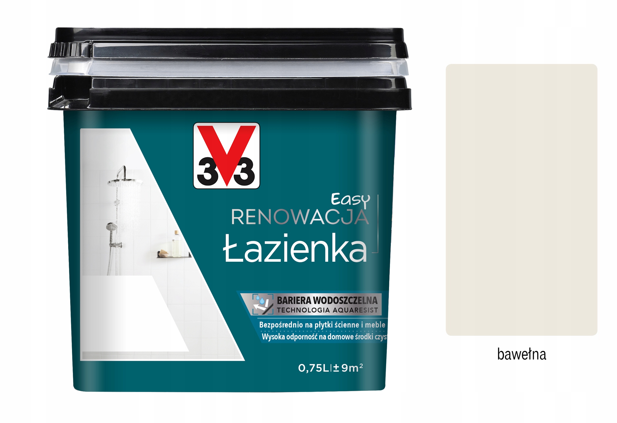 V33 Farba renowacja Łazienka i Płytki 0,75L Bawełna satyna