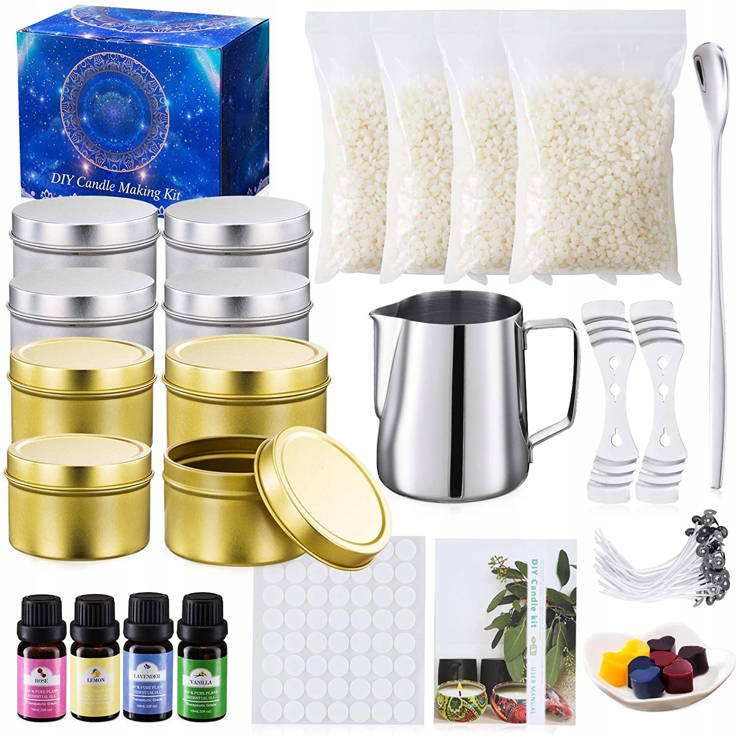 Sada Na Výrobu Svíček Kreativní 4 Oleje Éter. Premium
