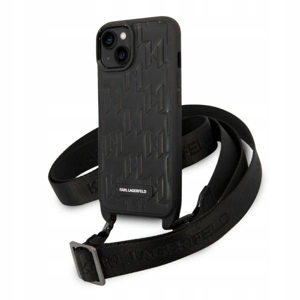 Pouzdro Karl Lagerfeld Monogram Plaque Logo Strap pro iPhone 14 15 13 6,1"