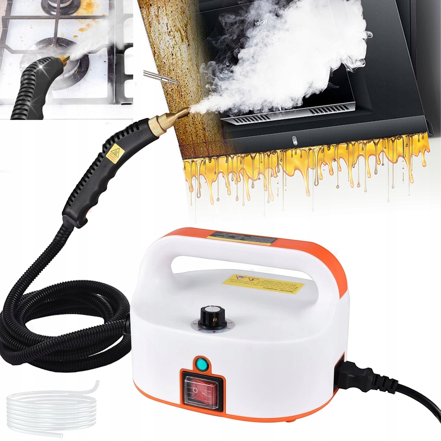 Parní čistič s trubkou 120 mm a kartáči pro čištění koberců a postelí