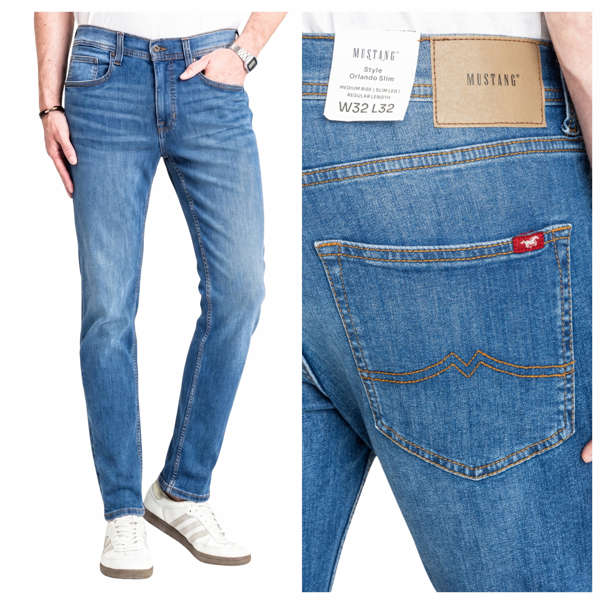 Pánské kalhoty Mustang Style Orlando Modré Džíny Slim Fit W36 L32