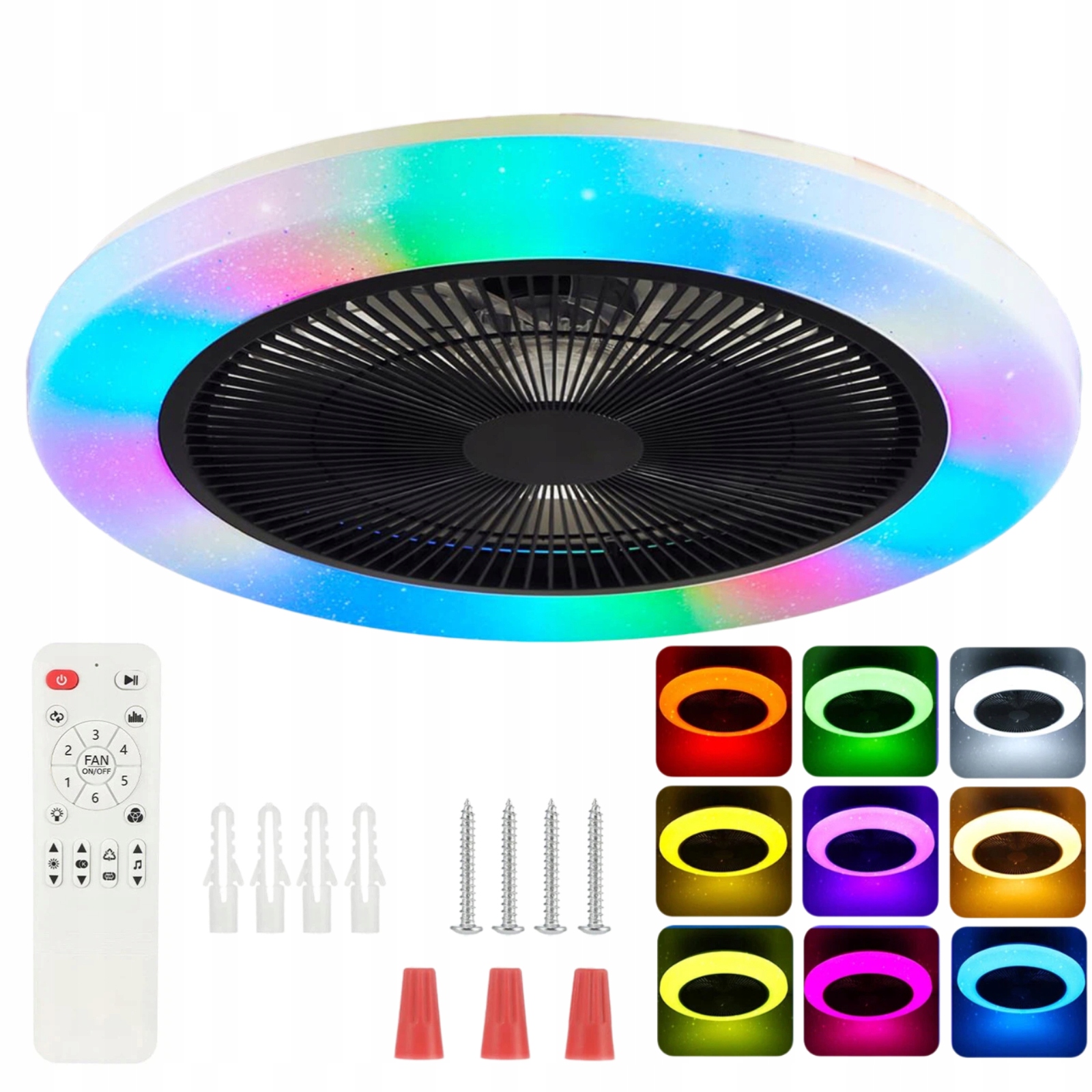 Stropní Ventilátor Větrák Lampa Stropní Svítidlo Led Rgb S Aplikací, Bluetooth
