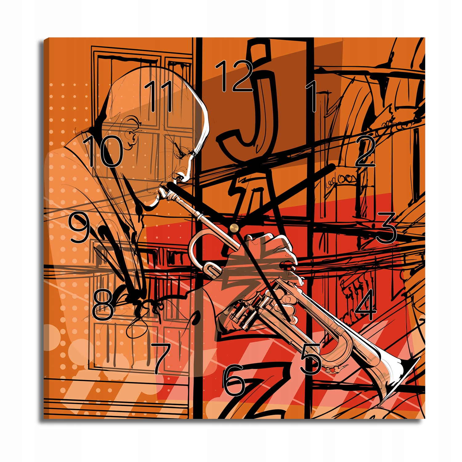 hodiny canvas Jazz trumpetista čtvercové 30x30 s fotografií