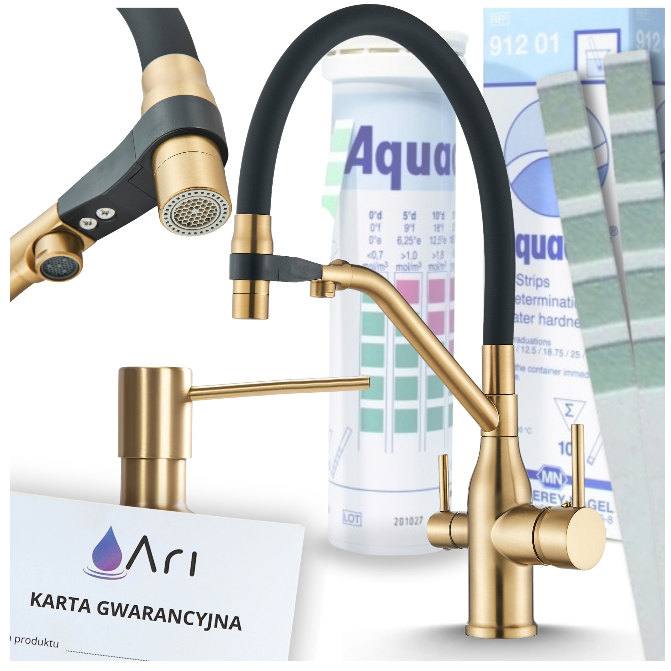 Kuchynská batéria Zlatá výsuvná otočná výtoková nádrž Kuchynský drez Set