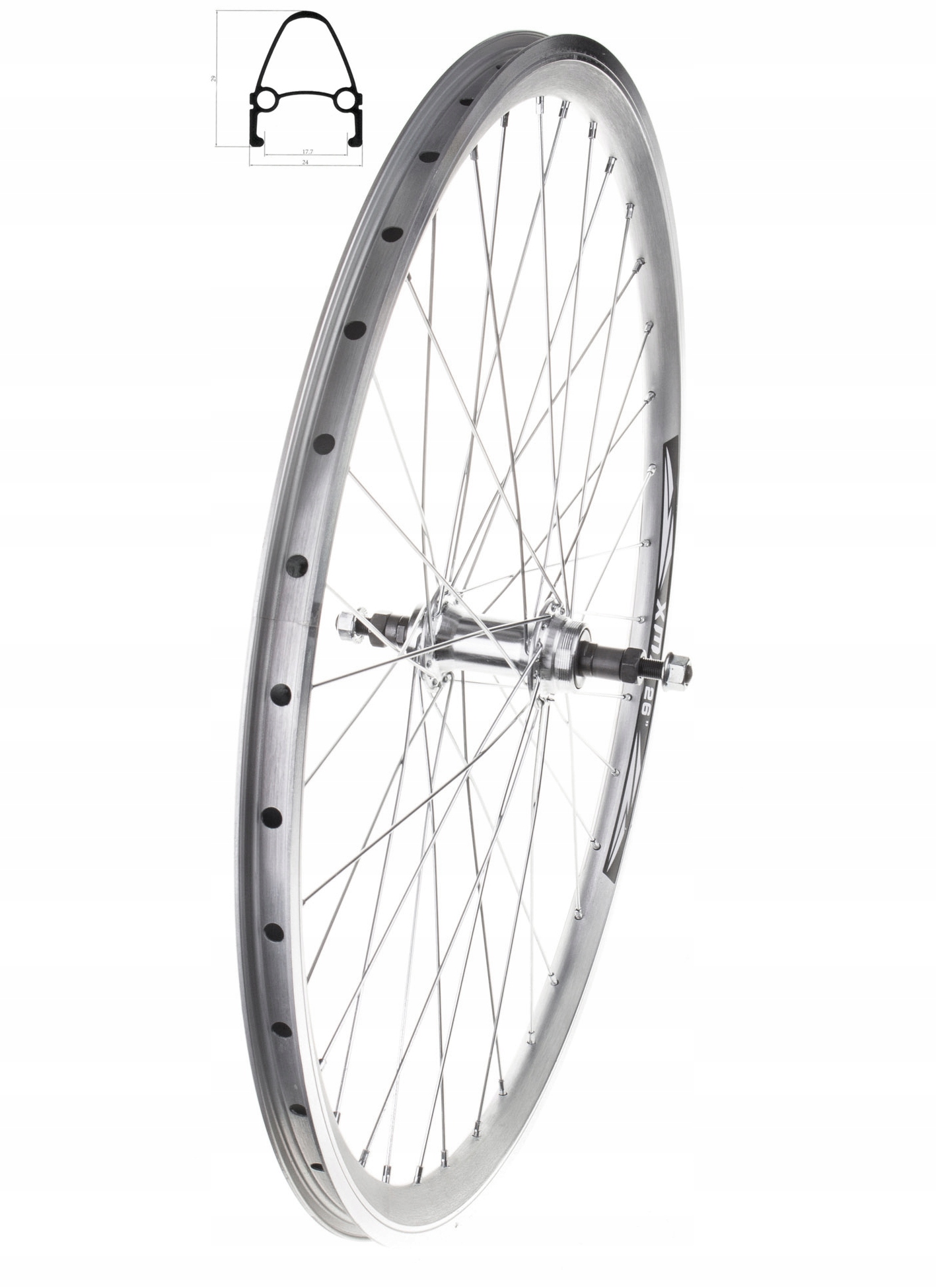 KOŁO 26" ROWEROWE TYLNE ŁOŻYSKA MASZYNOWE OBRĘCZ STOŻEK WOLNOBIEG Kod producenta 100172