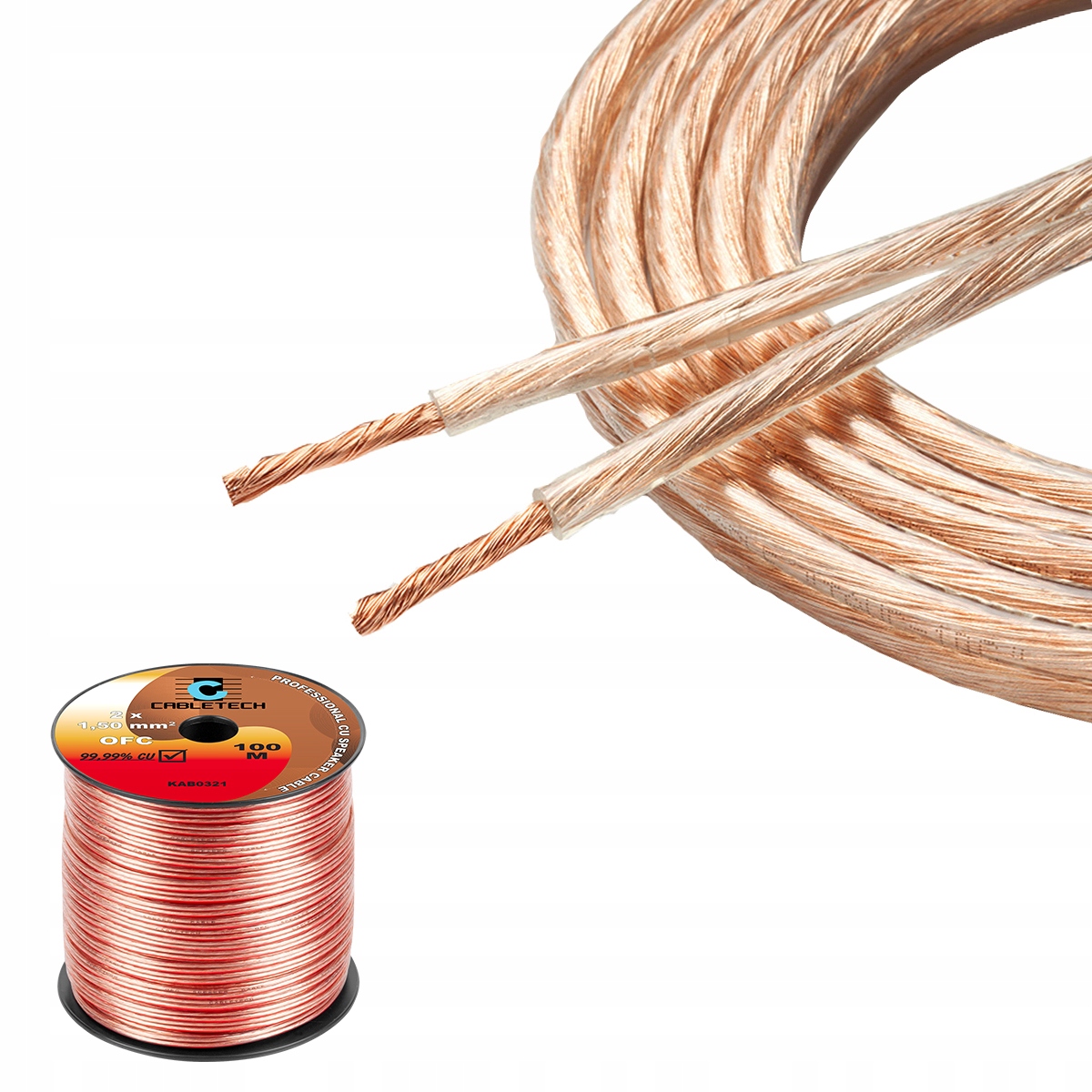 Kábel Reproduktorový Cabletech Ofc 2x1.5 mm 100 m