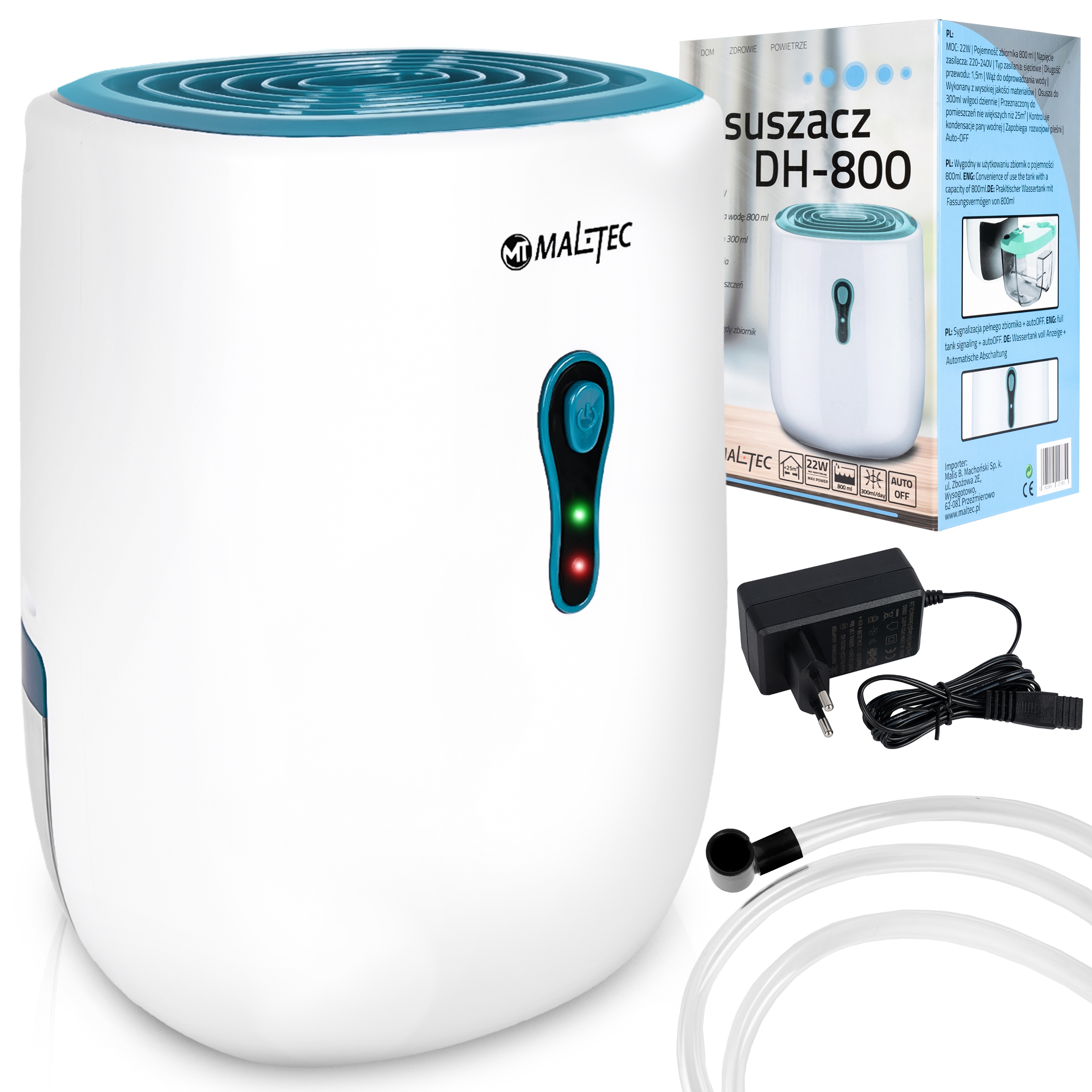 Cichy Osuszacz Powietrza Wydajny Pochłaniacz Wilgoci Maltec 800ML
