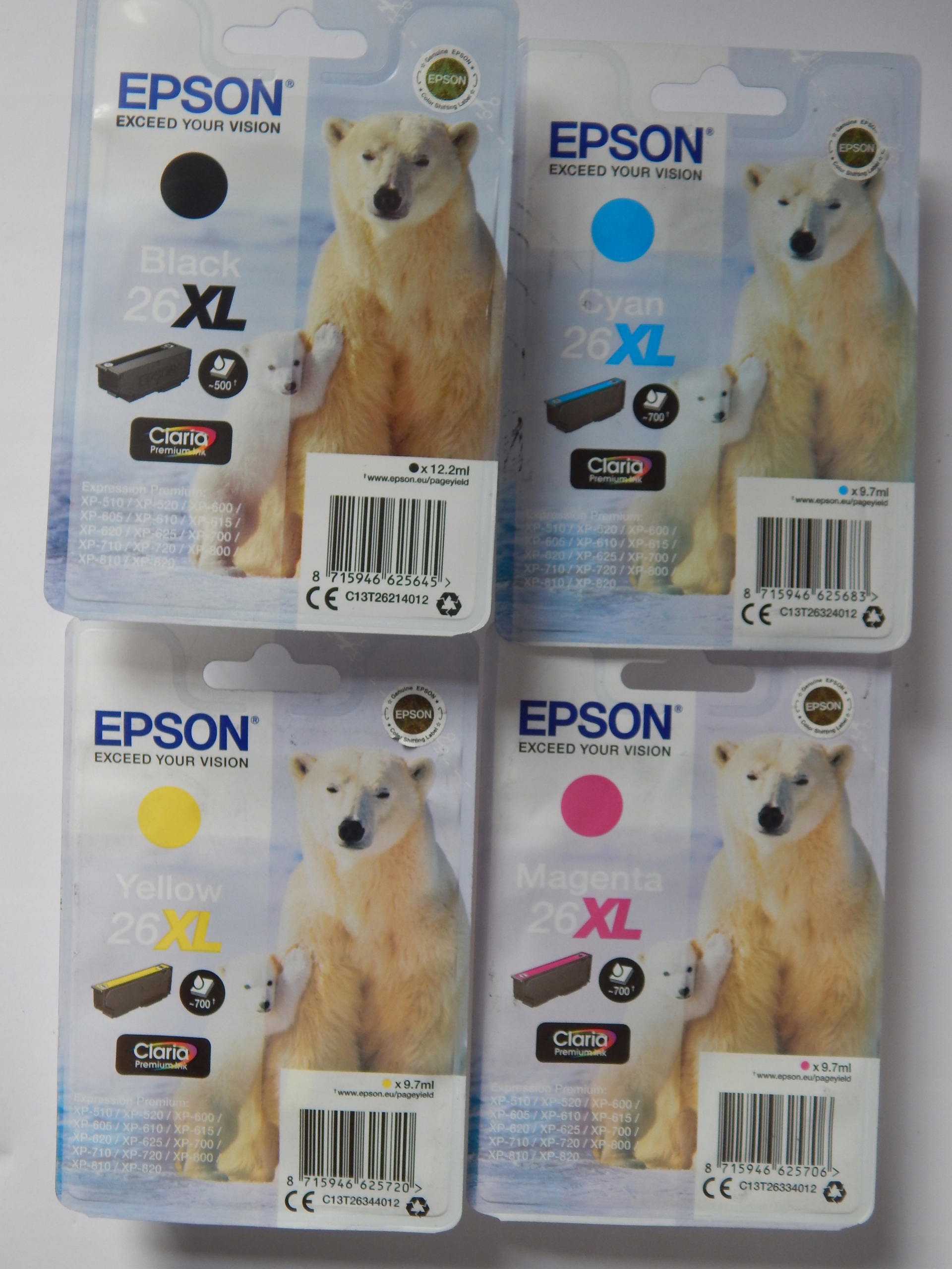 4 x Atrament Epson 26XL T2616 Cmyk Originálne