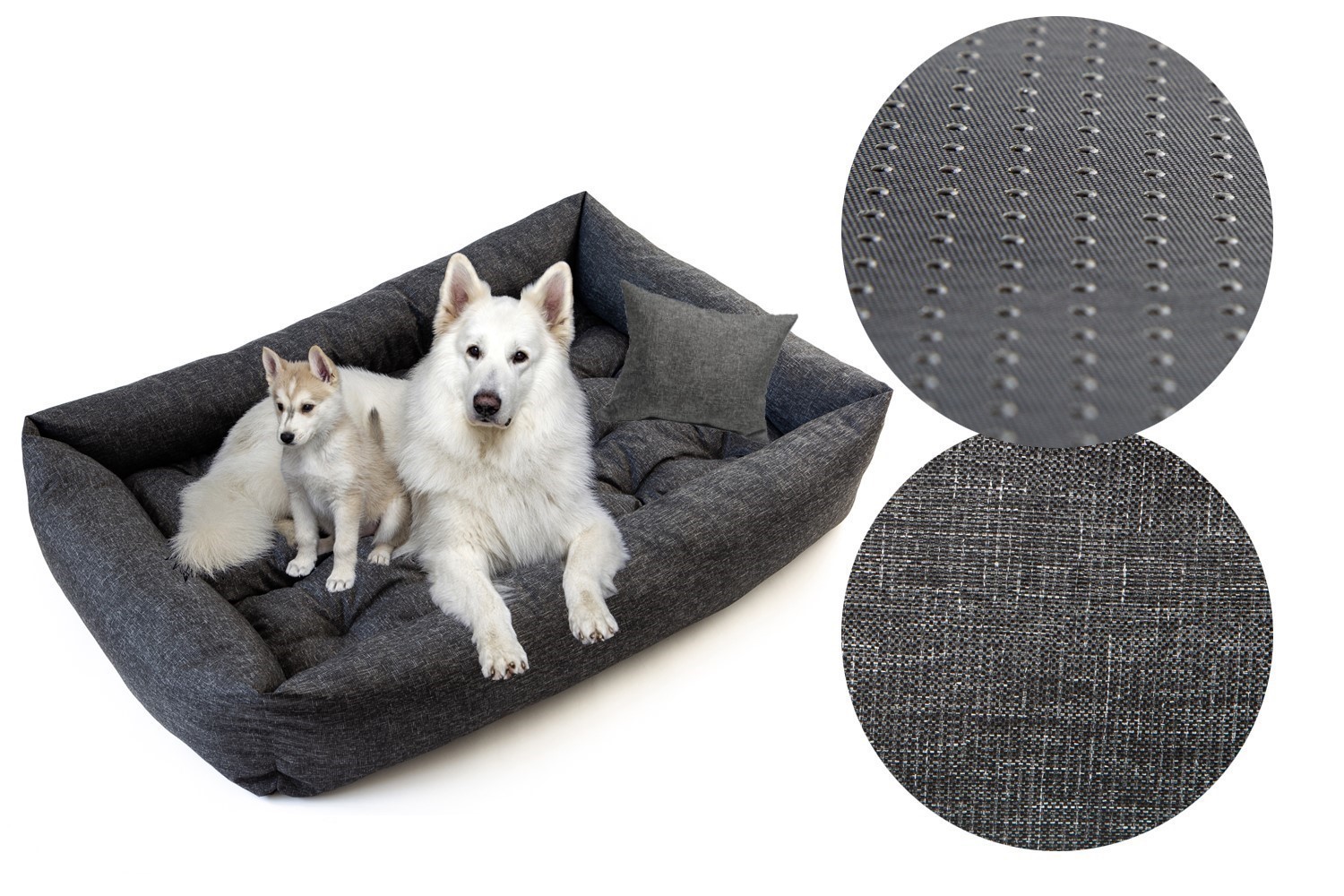 Legowisko dla psa kanapa 120x90 Wodoodporne Czarny Len