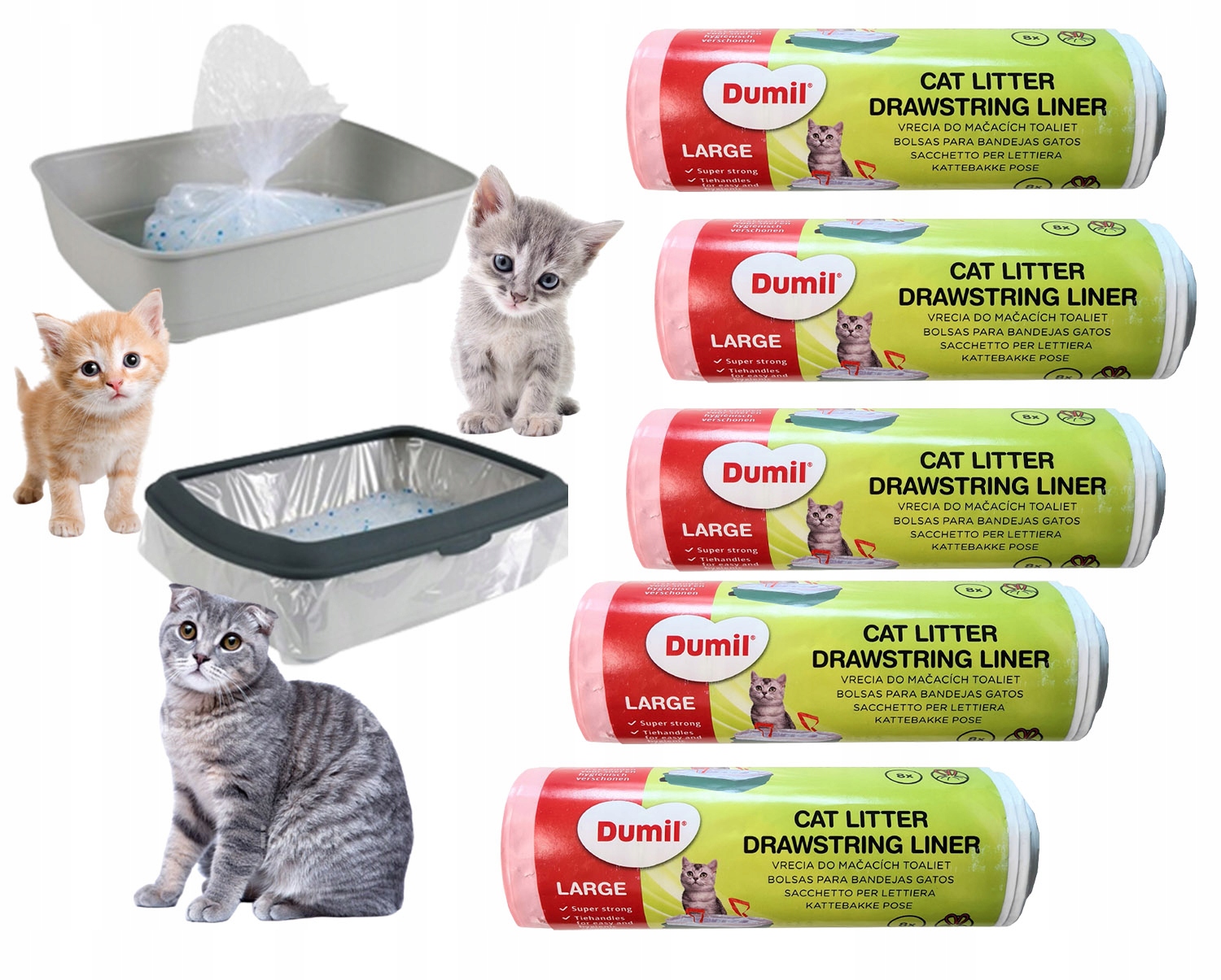 

Worki Do Kuwety Z Taśmą Wytrzymałe Duże XL 40 szt