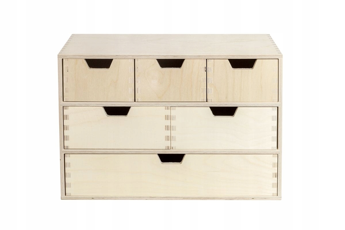 Komoda 6 szuflad z drewna organizer na biurko blat drewniany