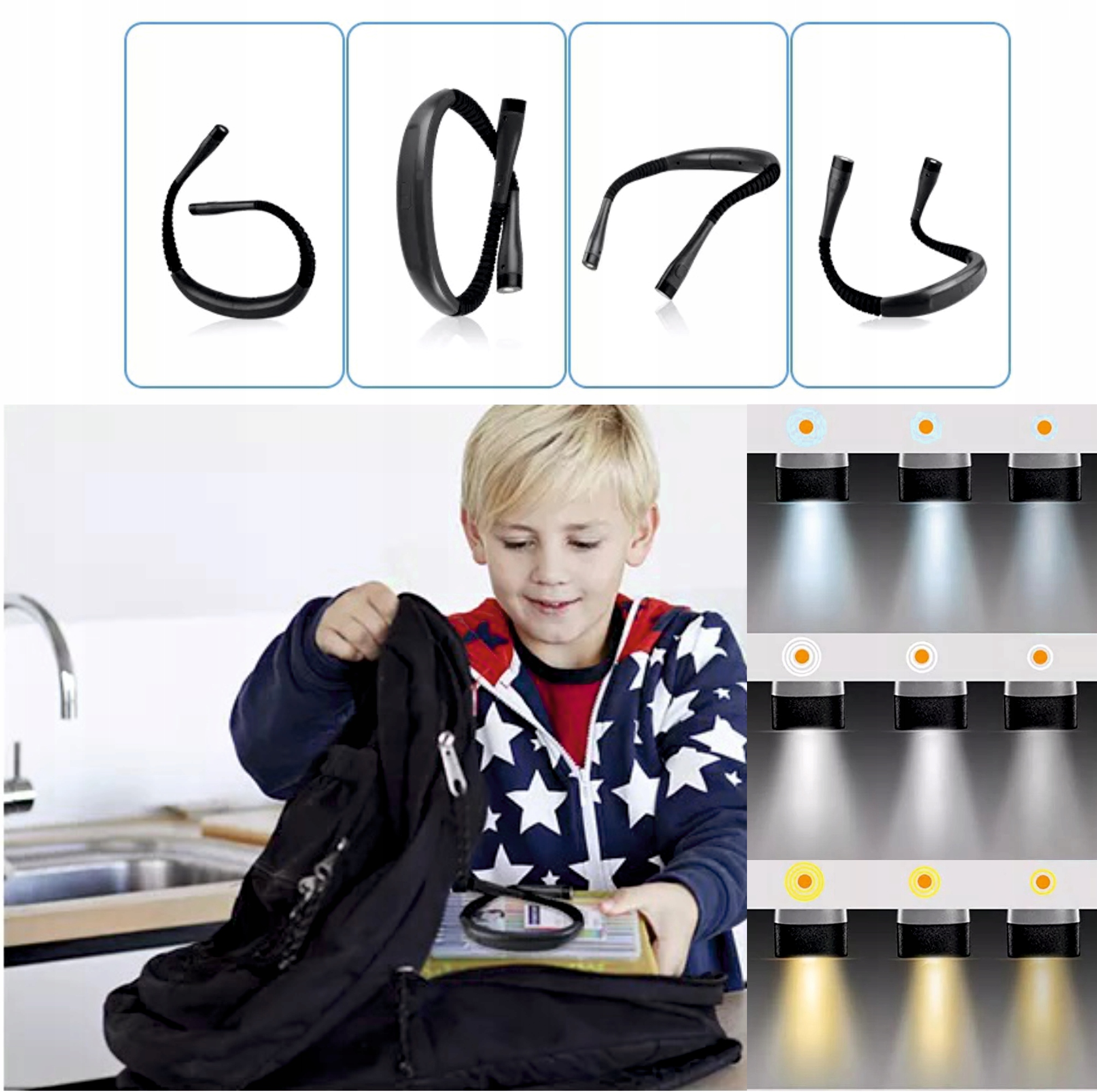 Lampka do czytania do robótek na szyję led 2szt. Rodzaj lampka