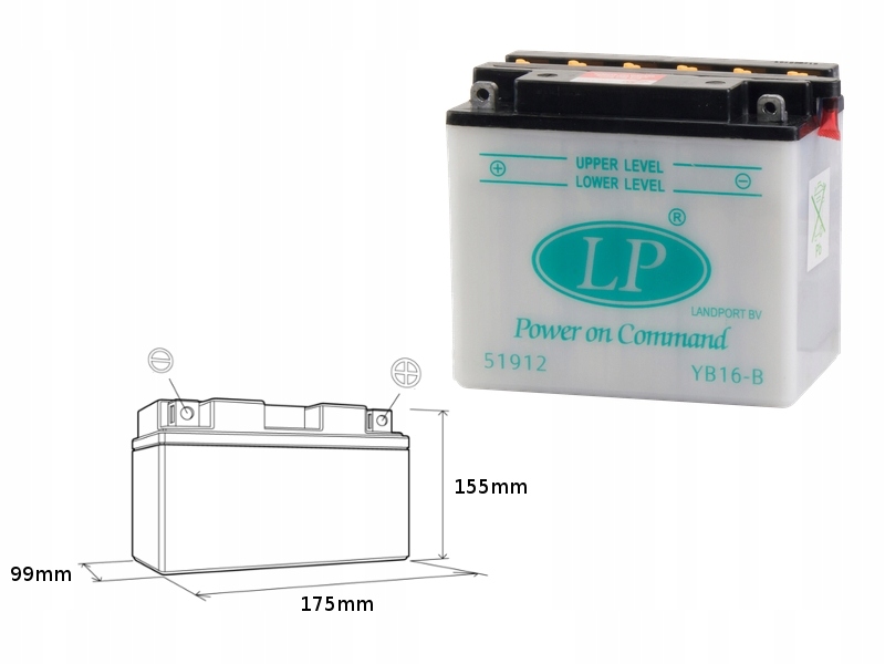 Landport Batéria YB16B 12V 19AH 175X100X155 Podpora Bez Elektrolytu