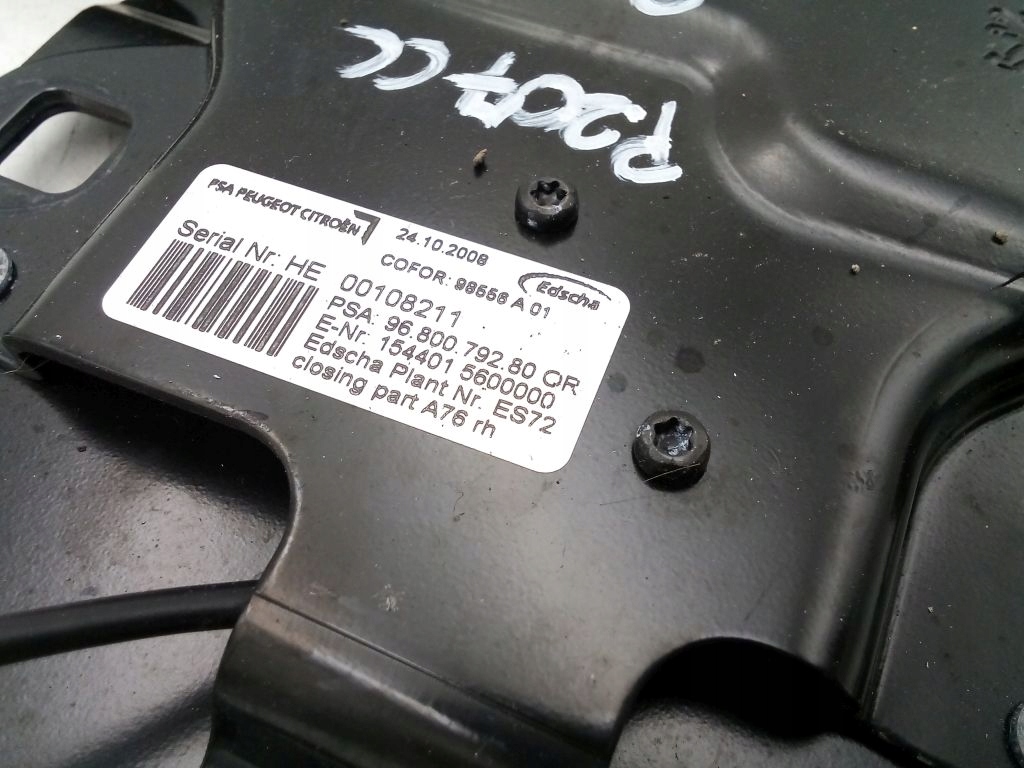 Peugeot 207 CC Cabrio lock rygiel sensor roofs right 9680079280