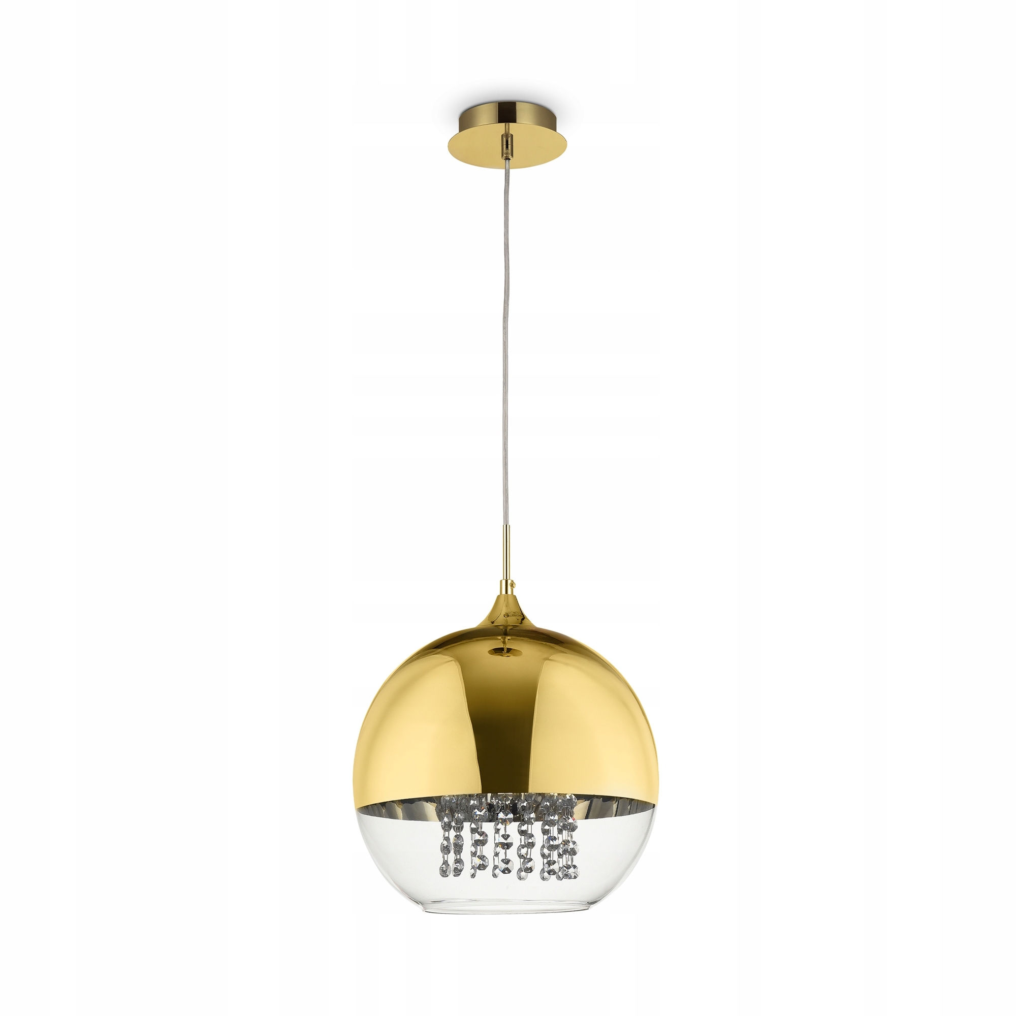 Závesná lampa zlatá sklenená s guličkou s glamour kryštálikmi 30 cm Maytoni