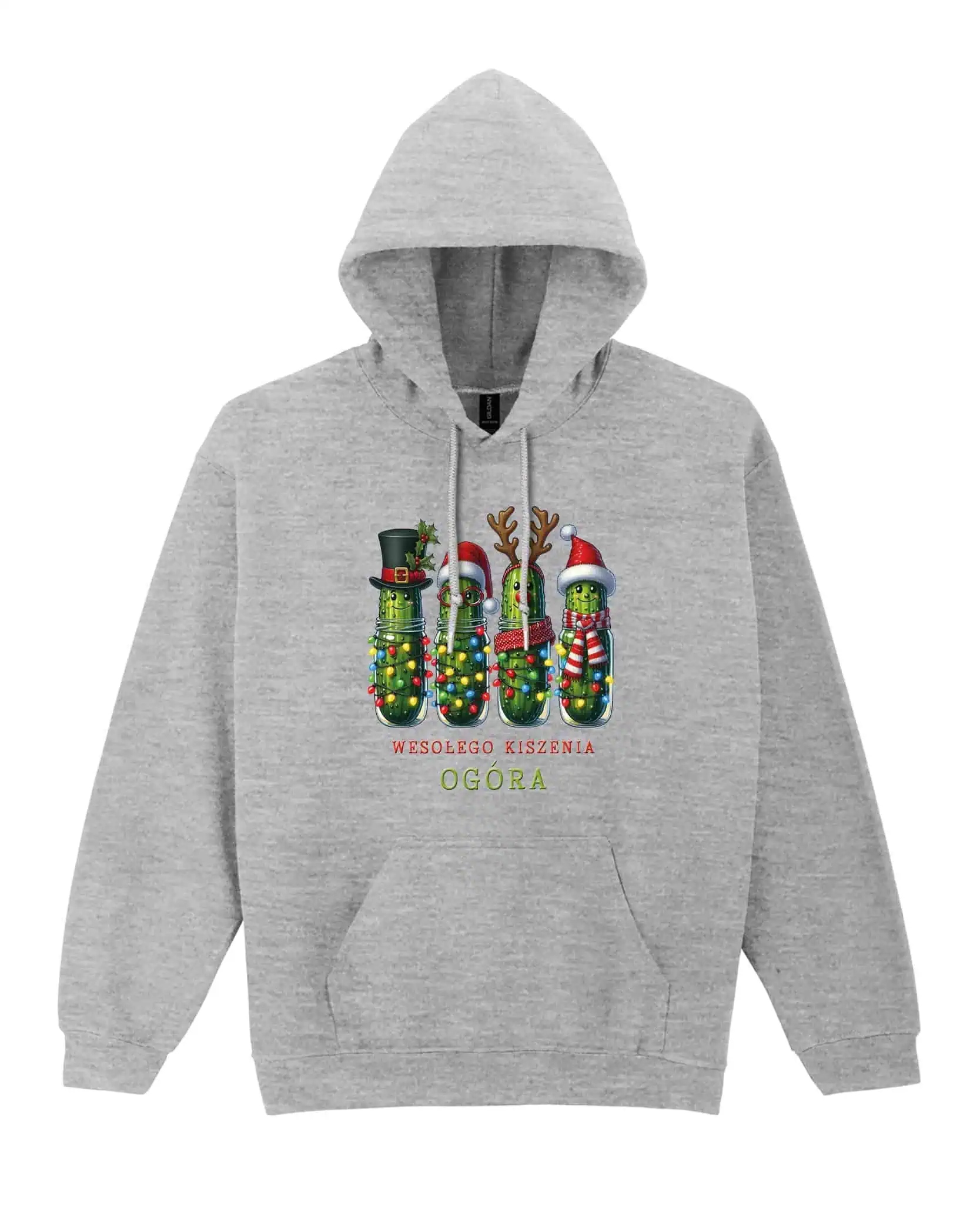 Mikina s kapucí Vánoční Vánoce Vtipná Okurka Šedá M