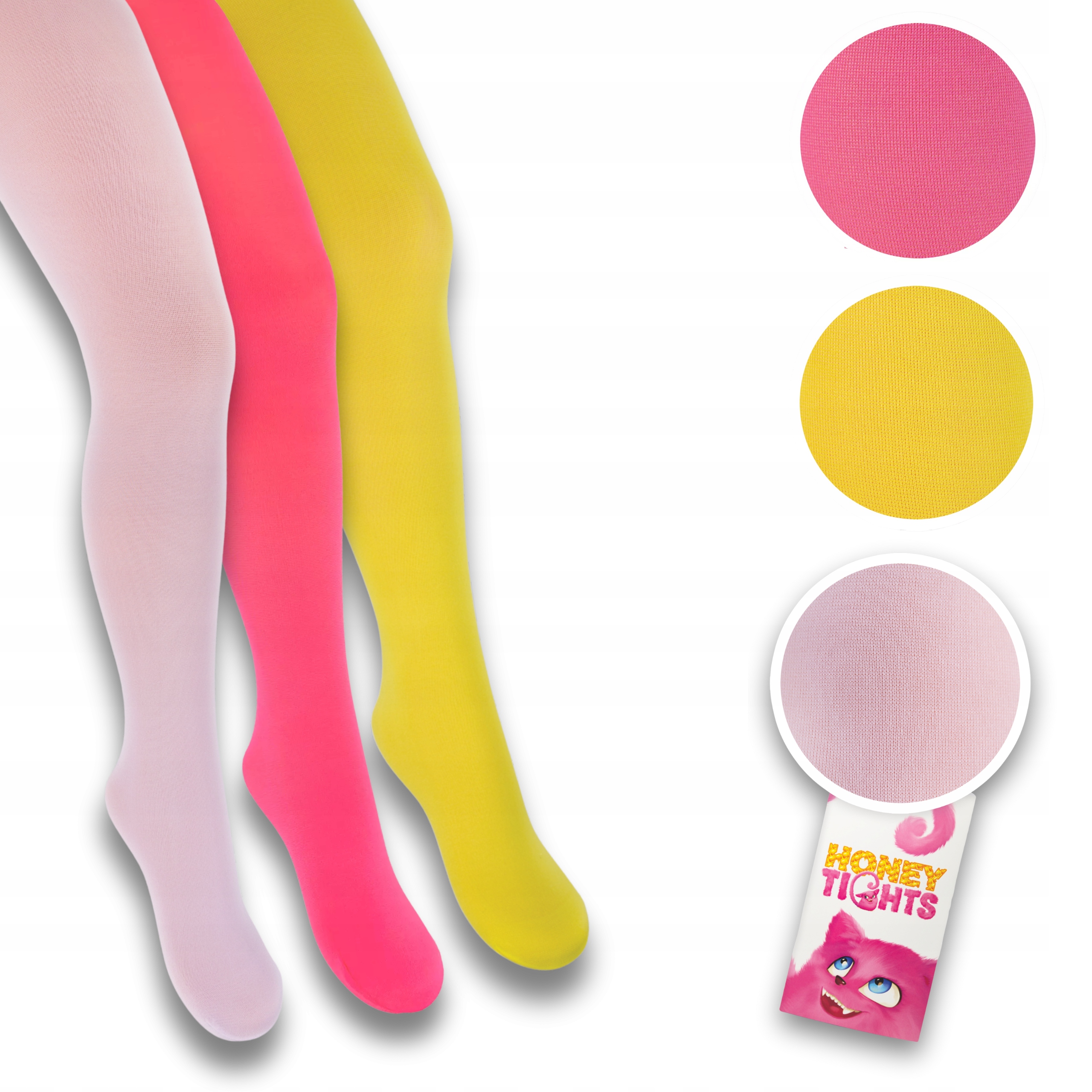 Rajstopy dziecięce 40 DEN 3-pak Liliowe Różowe Żółte Rozmiar 116-122 cm
