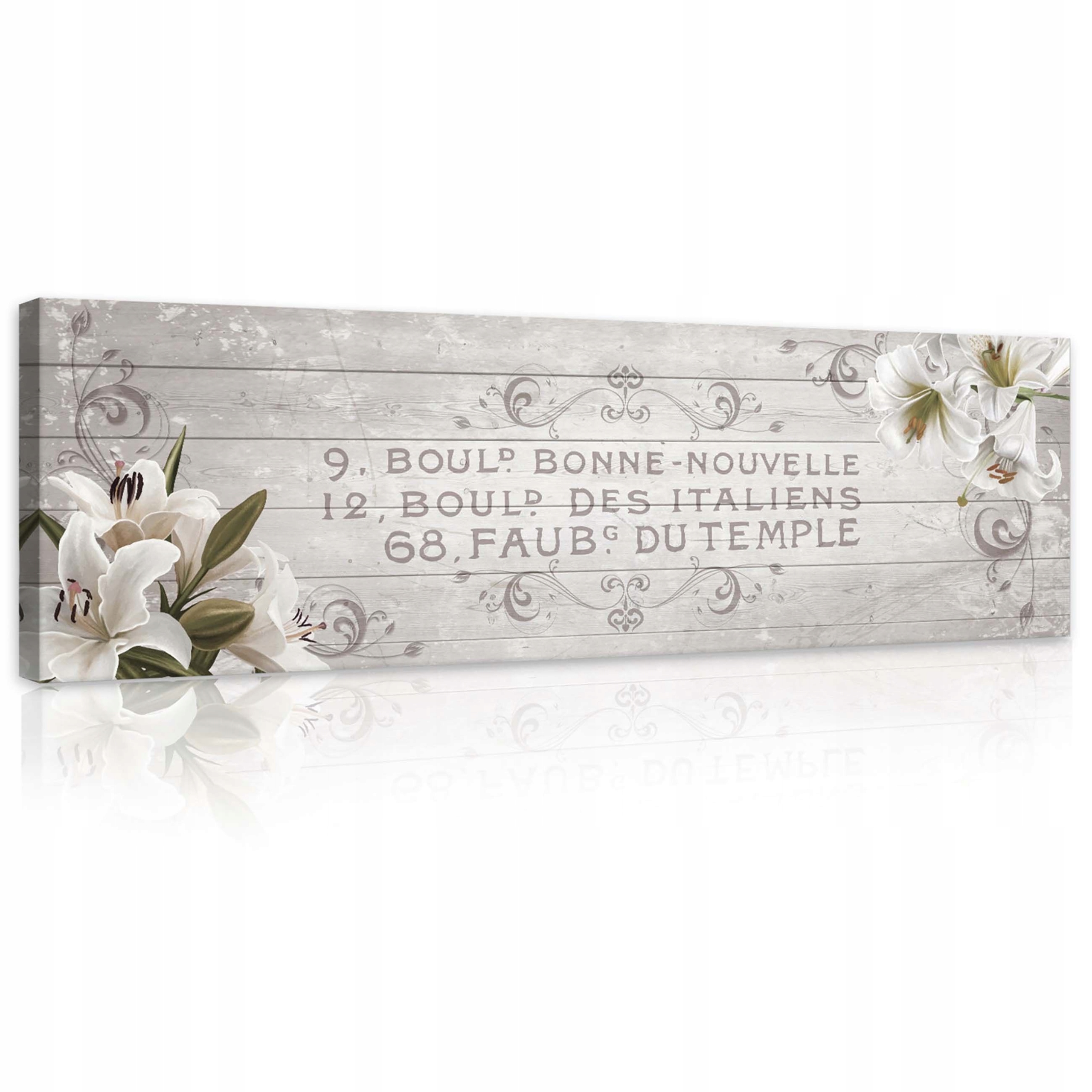 Obraz 145x45 Lilie v rustikálním stylu s francouzským akcentem do obývacího pokoje