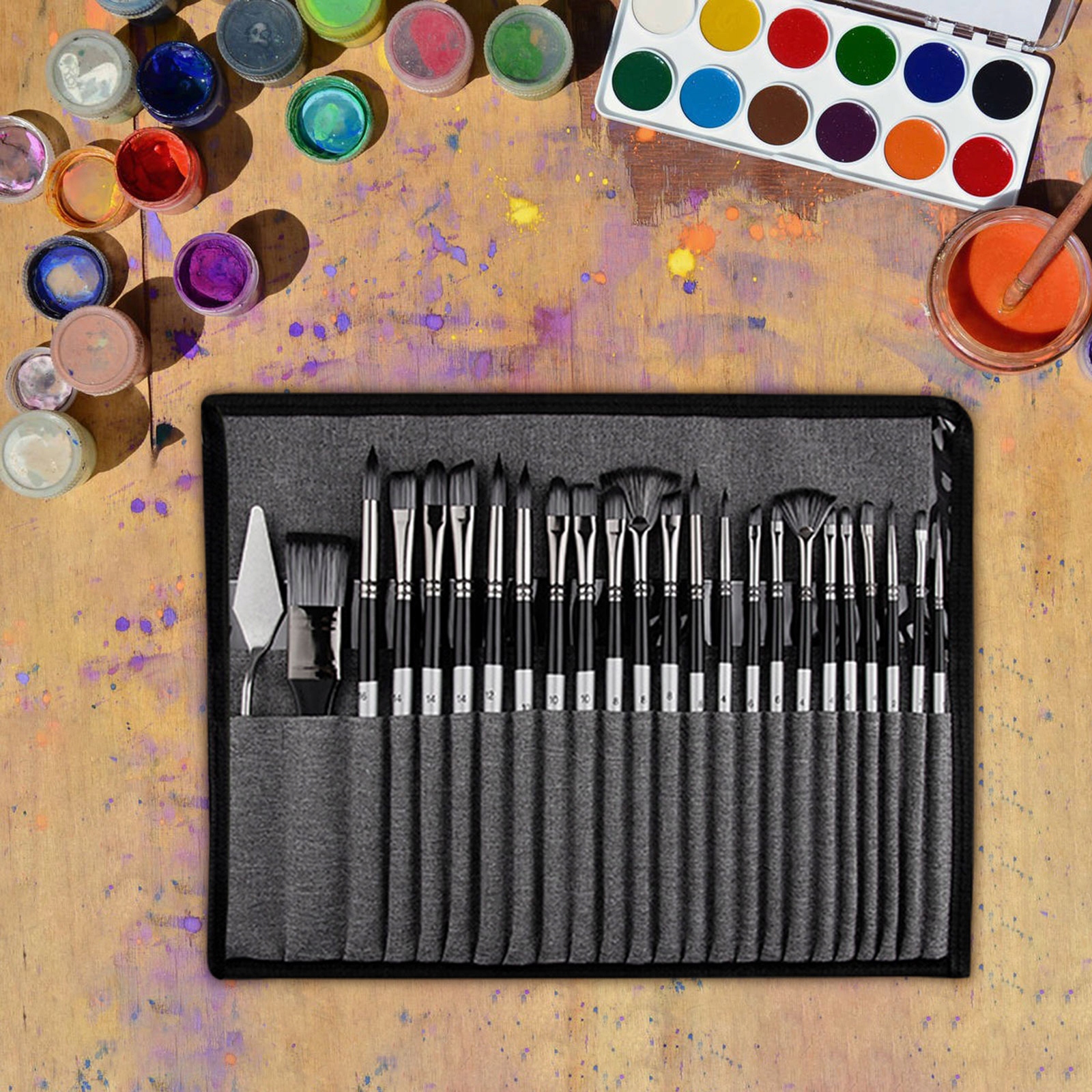 25 Kusů Malířské Štětce Akvarelové Štětce Barvy Kvaš